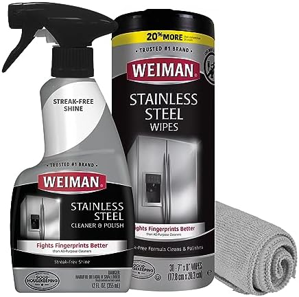 Weiman Stainless Steel Cleaner Kit - 3 Piece Set for Spotless Surfaces