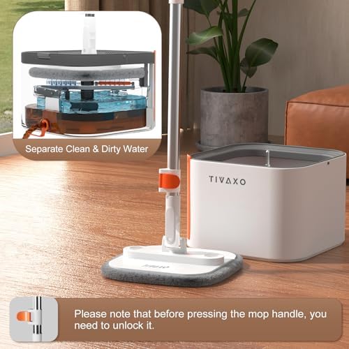 TIVAXO Spin Mop with Water Separator and 360 Foldable Head