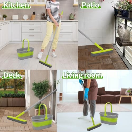 REEWII Sponge Mop and Collapsible Bucket Set