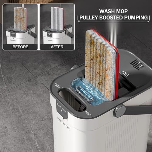 HoMettler 3-Tank Mop and Bucket Set with Microfiber Pads