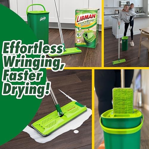 Libman Rinse n Wring Mop Bucket Set with 2 Microfiber Pads
