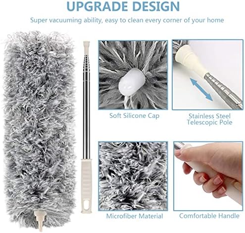 Azun Microfiber Duster with 30-100 Extendable Pole and Bendable Head