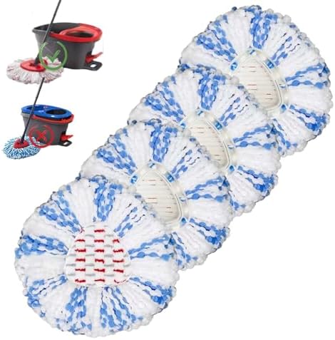 Fazlynyi 4 Pack Spin Mop Replacement Heads - 40 More Cleaning Power