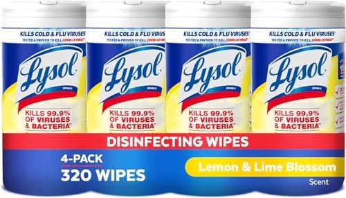 Lysol Disinfectant Wipes Multi-Surface Lemon Lime Blossom 4 Pack