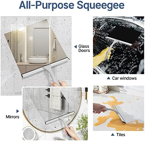 AmazerBath 10 Inch Squeegee with Hook for Shower Doors and Windows