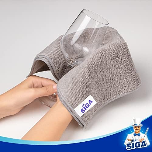 MRSIGA Microfiber Cleaning Cloths Pack of 12 Grey 32x32cm