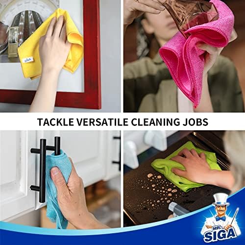MRSIGA Microfiber Cleaning Cloths Pack of 12 126 x 126 Inches