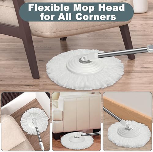 Wodemom Spin Mop Bucket Set with 6 Refills and 61 Handle - White 1