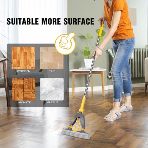Nolopau Sponge Mop with Self-Squeeze Handle 1