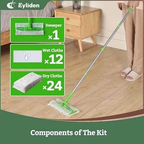 Eyliden Dust Mop with Lock Tight Pads and 36 Cloths