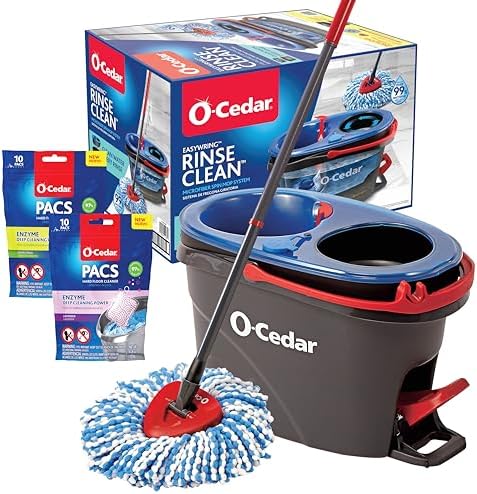 O-Cedar EasyWring RinseClean Spin Mop Bucket Set with Citrus Lavender PACS