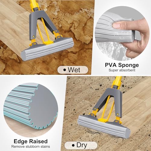 MASTERTOP Sponge Mop with 3 PVA Refills and 51 Handle