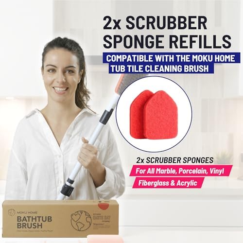 Moku Home Replacement Scrubber Refill 2X Red Sponges for Extendable Brush