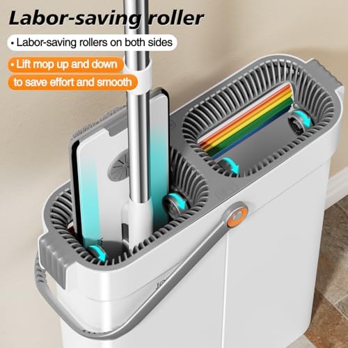 CTIME Mop and Bucket Set with Wringer 4 Pads