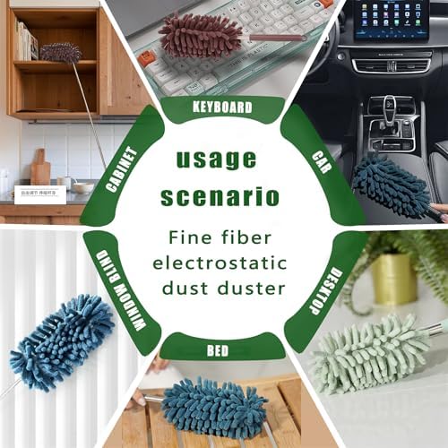 4Pcs Reusable Microfiber Dusters with Extension Pole 1