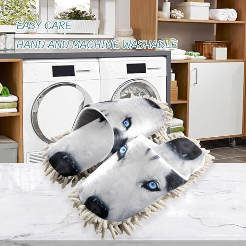 FLildon Microfiber Mopping Slippers Husky Eyes Blue