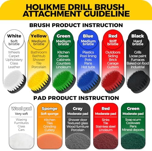 Holikme 11 Piece Drill Brush Set for Cleaning