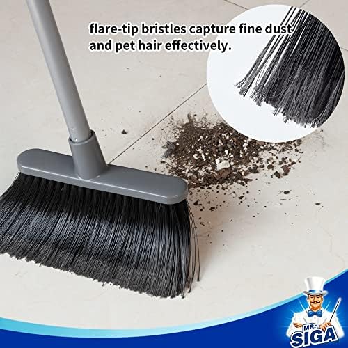 MRSIGA Adjustable Broom and Dustpan Set with Long Handles