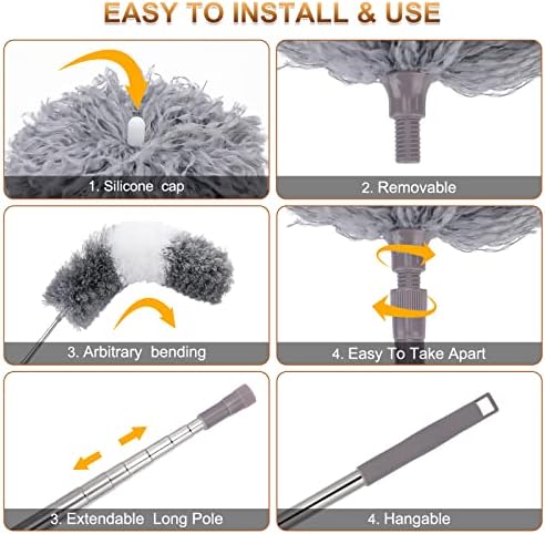 DEEHYO 9PCS Extendable Microfiber Duster Kit