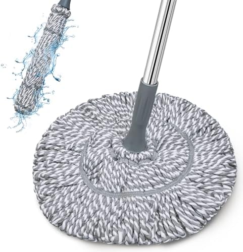 GRAREND Self-Wringing Twist Mop 64-Inch Long Handle Grey