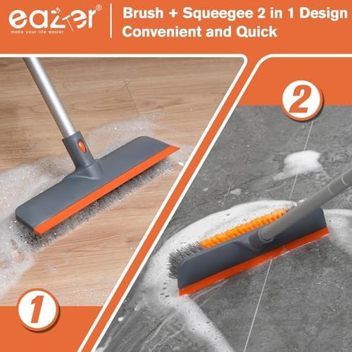 Eazer 2-in-1 Floor Scrubber Brush with Long Handle