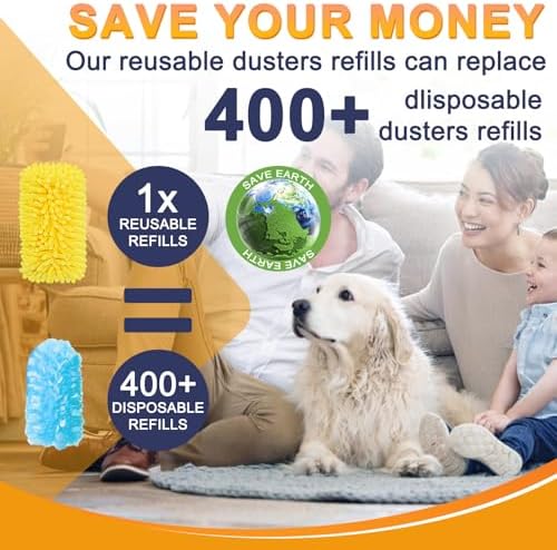 KeFanta Reusable Duster Refill 8Pcs with Handle
