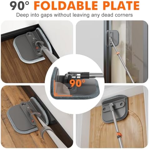 INWEJIA Self-Standing Spin Mop and Bucket Set with 90 Foldable Plate