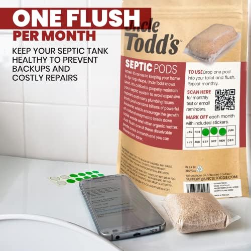 Uncle Todds Septic Treatment Pods - 12 Count One Year Supply