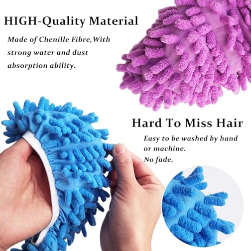 4 Pairs Mop Slippers - Reusable Microfiber Dust Mop Covers for Home Use
