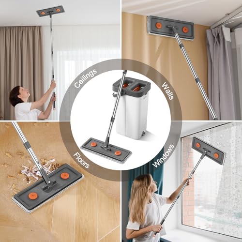 JUDRDO Mop and Bucket Set with Wringer 61 Flat Mop System