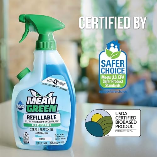 Mean Green Refillable Ultra Powered Concentrate Glass Cleaner Fresh 143 Ounce