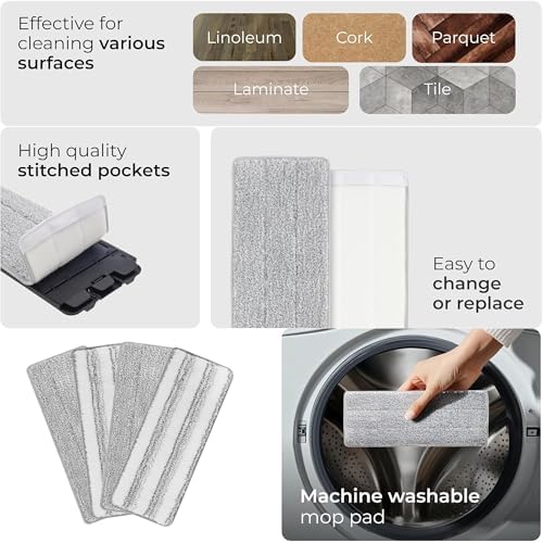 inHomes Mop and Bucket Set with Wringer 4 Microfiber Cloths