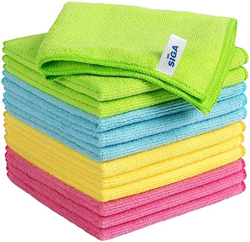 MRSIGA Microfiber Cleaning Cloths Pack of 12 126 x 126 Inches