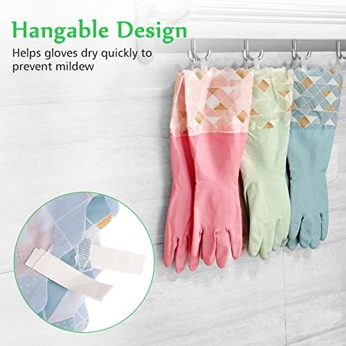 Yiomxhi Reusable Dishwashing Gloves 3 Pairs Latex Free Non-Slip