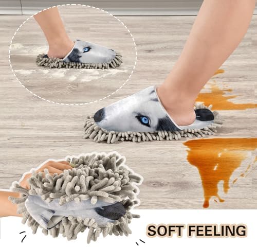 FLildon Microfiber Mopping Slippers Husky Eyes Blue