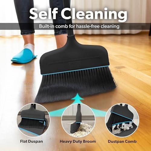 BLACKDECKER Butler Broom Dustpan Set - 36 Handle Space-Saving Design