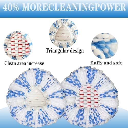 Fazlynyi 4 Pack Spin Mop Replacement Heads - 40 More Cleaning Power