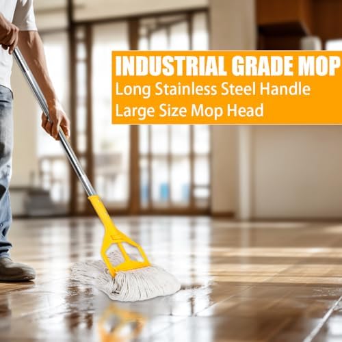 GLOHOO Heavy Duty Wet String Mop with 2 Reusable Heads