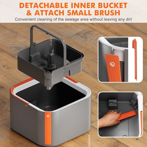 INWEJIA Self-Standing Spin Mop and Bucket Set with 90 Foldable Plate
