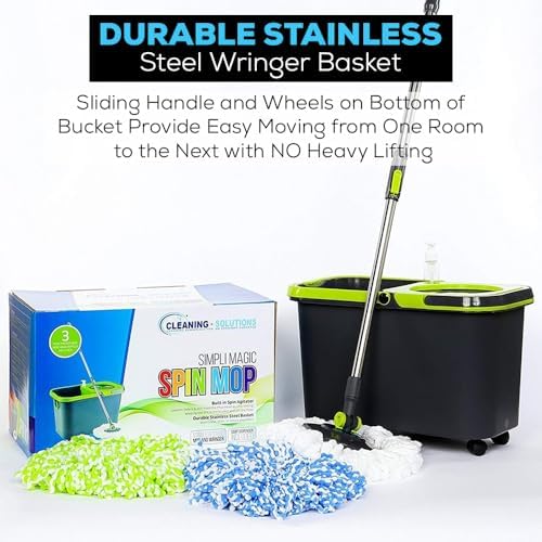 Simpli-Magic 79117 Spin Mop Kit with Refills BlackGreen