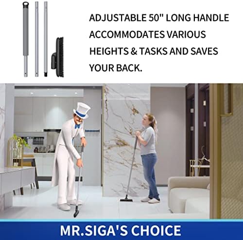 MRSIGA Heavy Duty Grout Scrub Brush with Long Handle