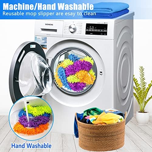 4 Pairs Mop Slippers - Reusable Microfiber Dust Mop Covers for Home Use