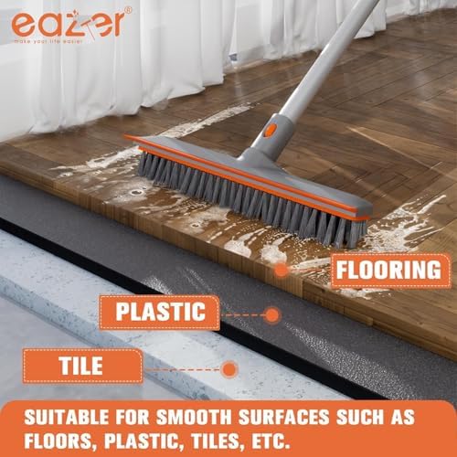 Eazer 2-in-1 Floor Scrubber Brush with Long Handle