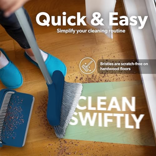 BLACKDECKER Butler Broom Dustpan Set - Ocean Blue