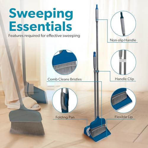BLACKDECKER Butler Broom Dustpan Set - Ocean Blue