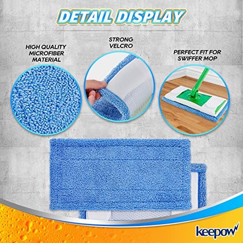 KEEPOW Microfiber Mop Pads 6 Pack Reusable Refills