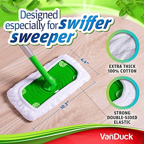 VanDuck Reusable Cotton Mop Pads 2-Pack for Swiffer Sweeper