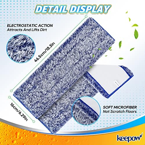 KEEPOW 18 Inch Microfiber Mop Pad 4 Pack