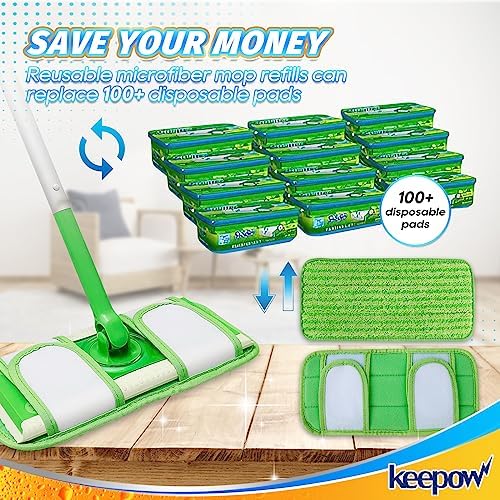 KEEPOW Reusable Mop Pads for Swiffer Sweeper - 5 Pack
